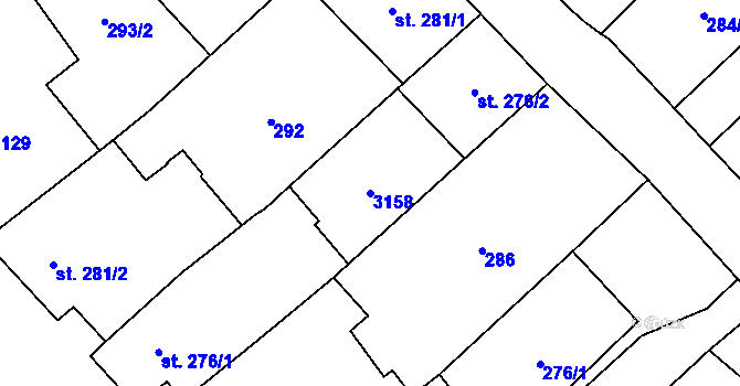 Parcela st. 3158 v KÚ Popice, Katastrální mapa