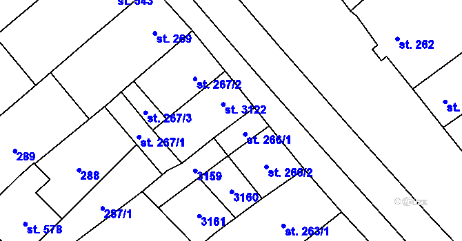 Parcela st. 267/4 v KÚ Popice, Katastrální mapa