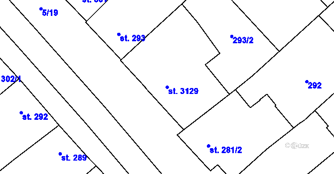 Parcela st. 3129 v KÚ Popice, Katastrální mapa
