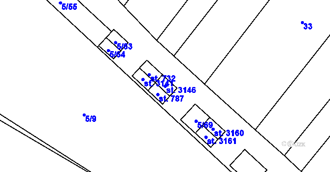 Parcela st. 3146 v KÚ Popice, Katastrální mapa