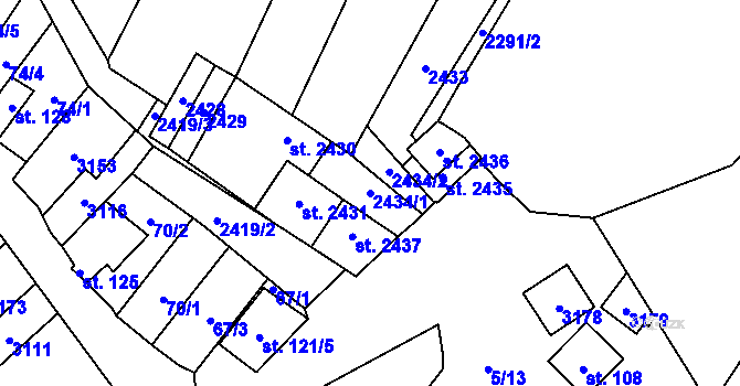 Parcela st. 2434/1 v KÚ Popice, Katastrální mapa