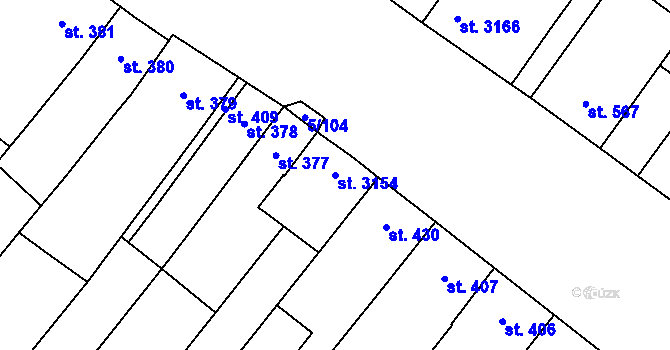 Parcela st. 3154 v KÚ Popice, Katastrální mapa