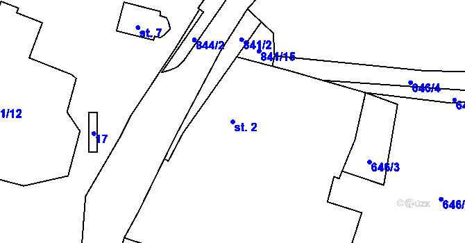 Parcela st. 2 v KÚ Popice u Jihlavy, Katastrální mapa