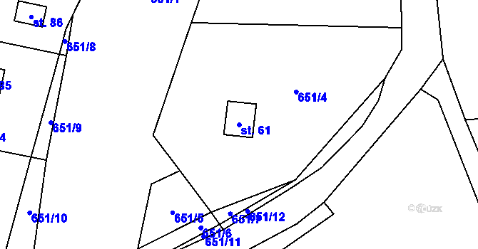 Parcela st. 61 v KÚ Popice u Jihlavy, Katastrální mapa