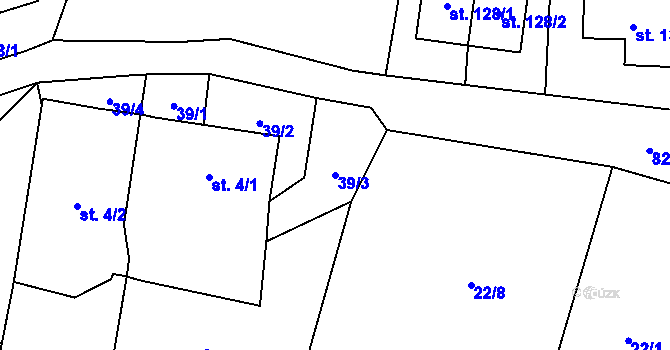 Parcela st. 39/3 v KÚ Popice u Jihlavy, Katastrální mapa