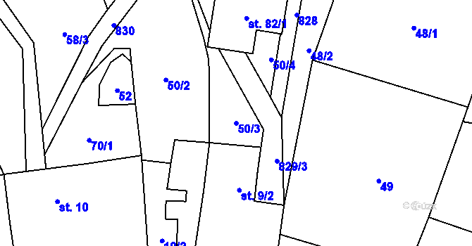 Parcela st. 50/3 v KÚ Popice u Jihlavy, Katastrální mapa