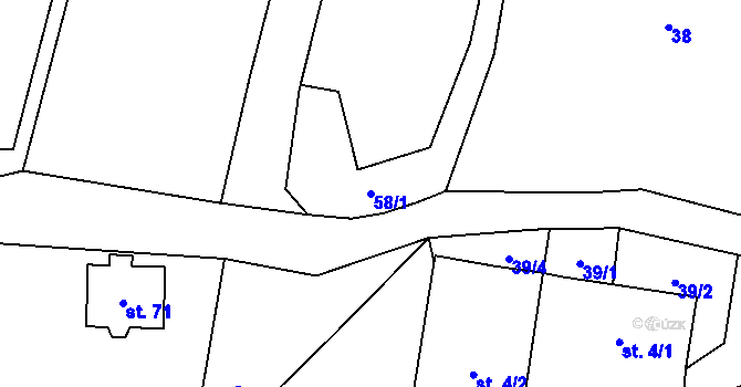 Parcela st. 58/1 v KÚ Popice u Jihlavy, Katastrální mapa