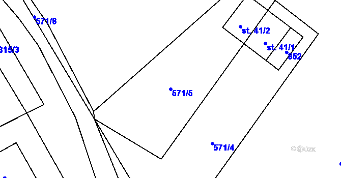 Parcela st. 571/5 v KÚ Popice u Jihlavy, Katastrální mapa