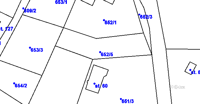 Parcela st. 652/5 v KÚ Popice u Jihlavy, Katastrální mapa