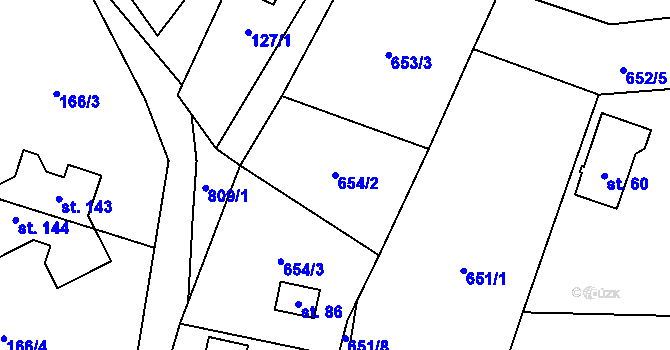 Parcela st. 654/2 v KÚ Popice u Jihlavy, Katastrální mapa