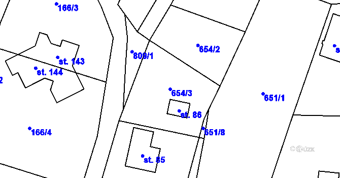Parcela st. 654/3 v KÚ Popice u Jihlavy, Katastrální mapa