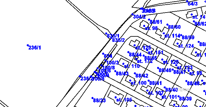 Parcela st. 834 v KÚ Popice u Jihlavy, Katastrální mapa