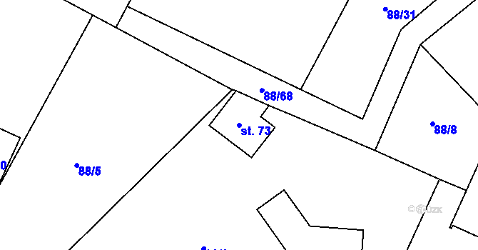 Parcela st. 73 v KÚ Popice u Jihlavy, Katastrální mapa