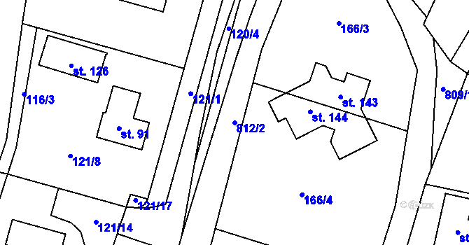 Parcela st. 812/2 v KÚ Popice u Jihlavy, Katastrální mapa