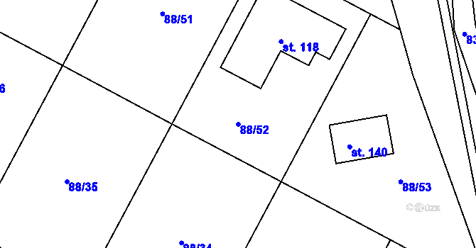 Parcela st. 88/52 v KÚ Popice u Jihlavy, Katastrální mapa