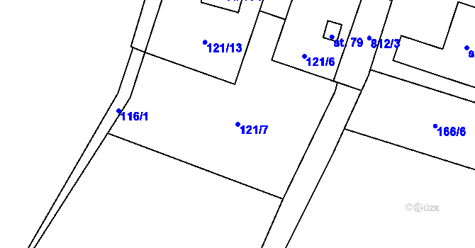 Parcela st. 121/7 v KÚ Popice u Jihlavy, Katastrální mapa