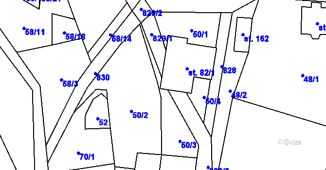 Parcela st. 82/3 v KÚ Popice u Jihlavy, Katastrální mapa