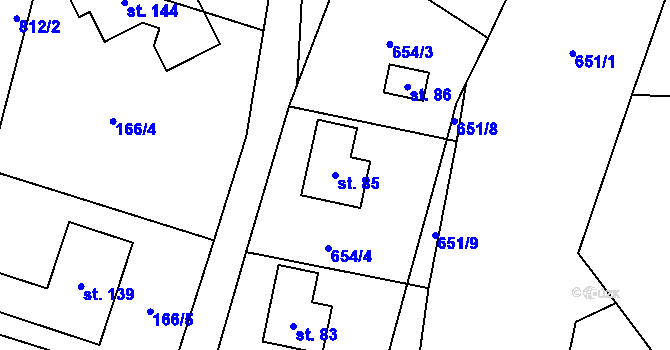 Parcela st. 85 v KÚ Popice u Jihlavy, Katastrální mapa