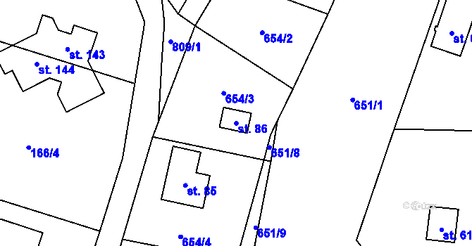 Parcela st. 86 v KÚ Popice u Jihlavy, Katastrální mapa