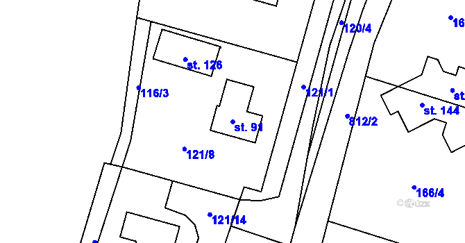 Parcela st. 91 v KÚ Popice u Jihlavy, Katastrální mapa