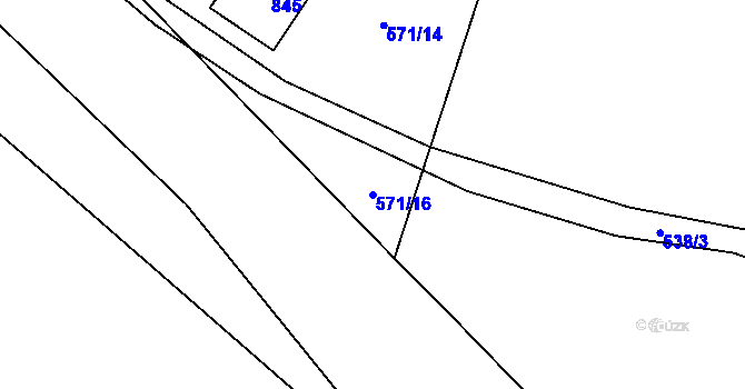 Parcela st. 571/16 v KÚ Popice u Jihlavy, Katastrální mapa
