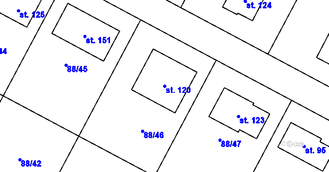 Parcela st. 120 v KÚ Popice u Jihlavy, Katastrální mapa