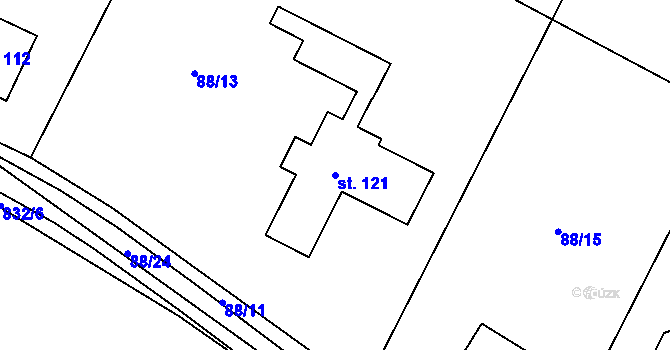 Parcela st. 121 v KÚ Popice u Jihlavy, Katastrální mapa