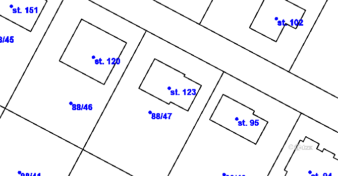Parcela st. 123 v KÚ Popice u Jihlavy, Katastrální mapa