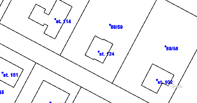 Parcela st. 124 v KÚ Popice u Jihlavy, Katastrální mapa