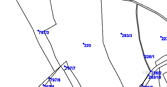 Parcela st. 220 v KÚ Popice u Jihlavy, Katastrální mapa