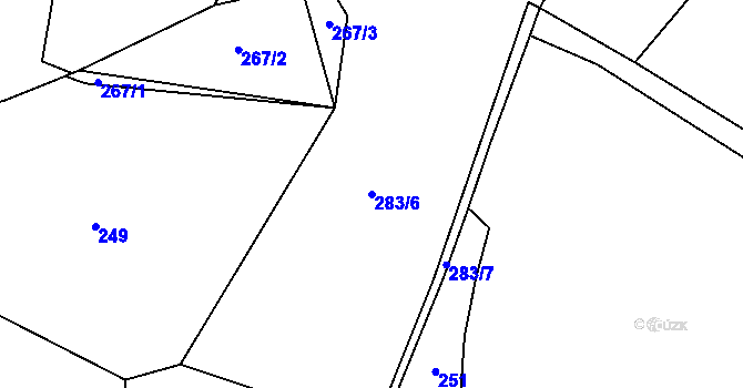 Parcela st. 283/6 v KÚ Popice u Jihlavy, Katastrální mapa