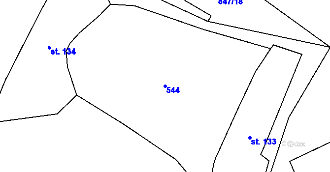 Parcela st. 544 v KÚ Popice u Jihlavy, Katastrální mapa
