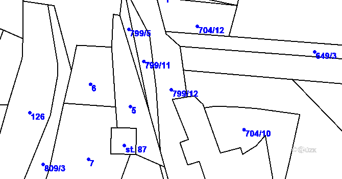Parcela st. 799/12 v KÚ Popice u Jihlavy, Katastrální mapa