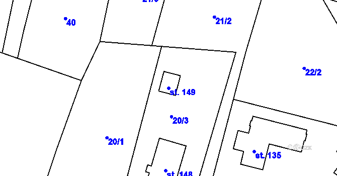 Parcela st. 149 v KÚ Popice u Jihlavy, Katastrální mapa