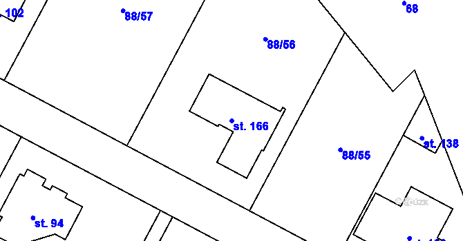 Parcela st. 166 v KÚ Popice u Jihlavy, Katastrální mapa