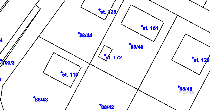 Parcela st. 172 v KÚ Popice u Jihlavy, Katastrální mapa