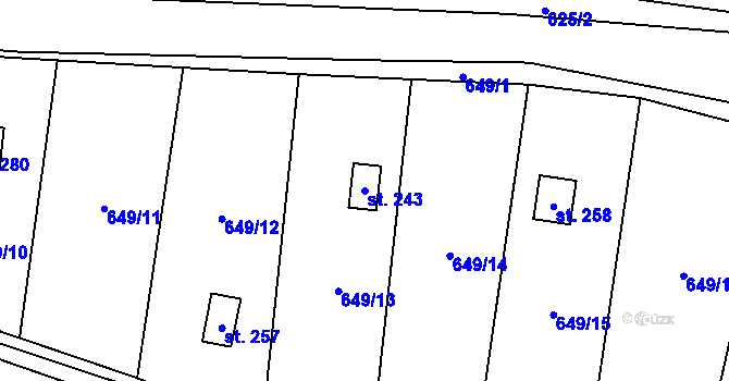 Parcela st. 243 v KÚ Poplze, Katastrální mapa