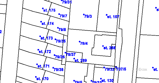Parcela st. 79/4 v KÚ Poplze, Katastrální mapa