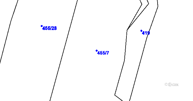 Parcela st. 455/7 v KÚ Poplze, Katastrální mapa