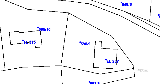 Parcela st. 595/9 v KÚ Poplze, Katastrální mapa