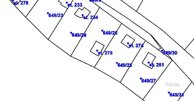 Parcela st. 275 v KÚ Poplze, Katastrální mapa
