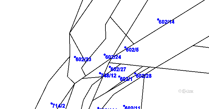 Parcela st. 602/24 v KÚ Poplze, Katastrální mapa