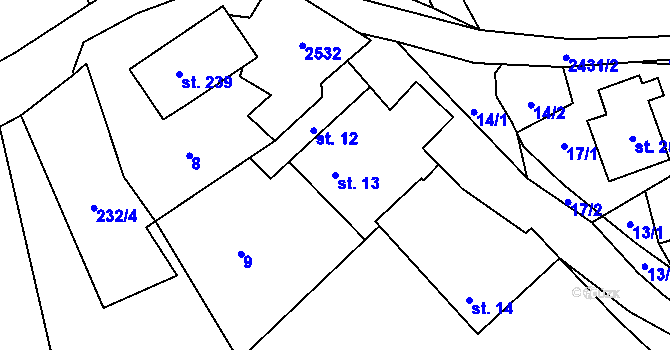 Parcela st. 13 v KÚ Popovice u Benešova, Katastrální mapa