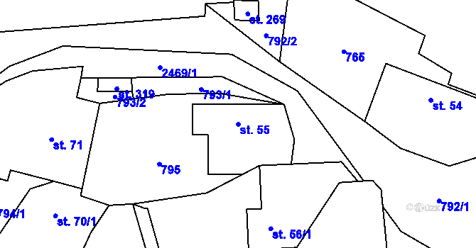 Parcela st. 55 v KÚ Popovice u Benešova, Katastrální mapa