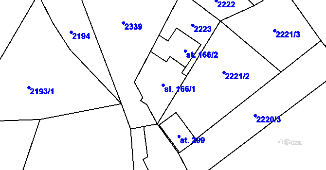 Parcela st. 166/1 v KÚ Popovice u Benešova, Katastrální mapa