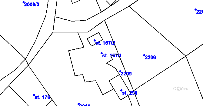 Parcela st. 167/1 v KÚ Popovice u Benešova, Katastrální mapa