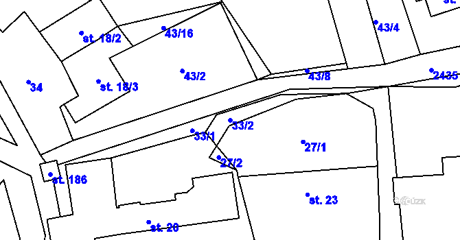 Parcela st. 33/2 v KÚ Popovice u Benešova, Katastrální mapa