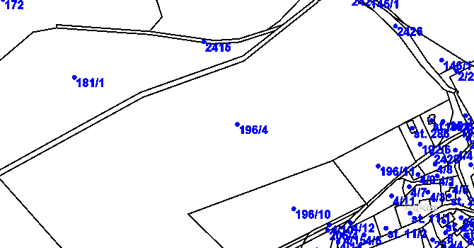 Parcela st. 196/4 v KÚ Popovice u Benešova, Katastrální mapa