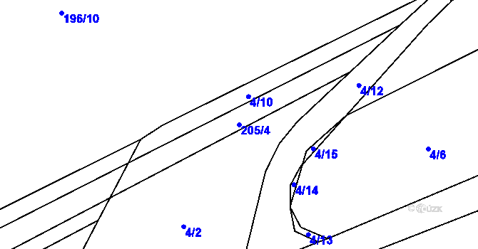 Parcela st. 205/4 v KÚ Popovice u Benešova, Katastrální mapa