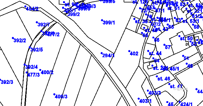 Parcela st. 294/1 v KÚ Popovice u Jičína, Katastrální mapa
